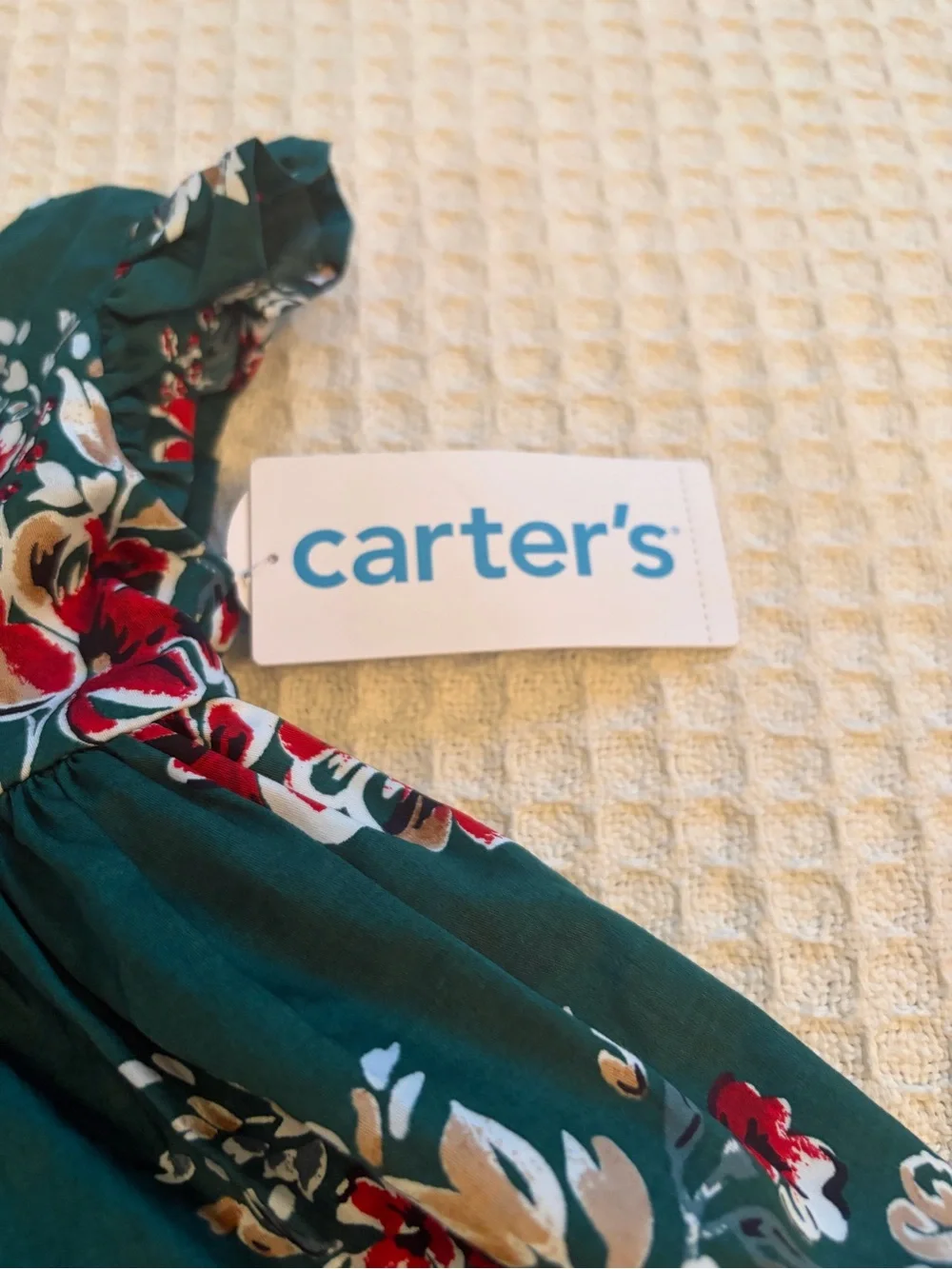 Carter's Girl’s Teal Floral Dress With Solid Matching Bottoms Size 3 Month NWT